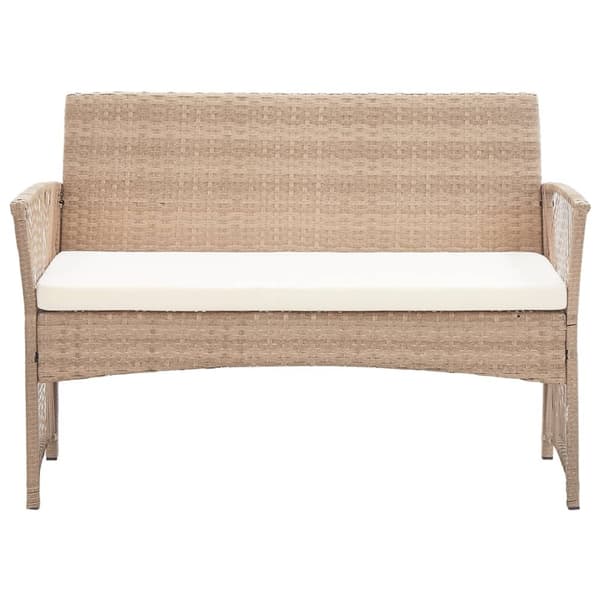 vidaXL Loungegrupp för trädgården med dynor 4 delar konstrotting beige