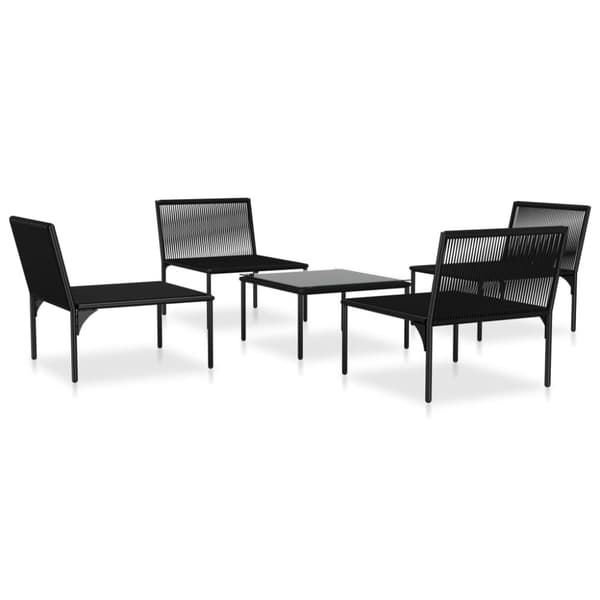 vidaXL haveloungesæt 5 dele med hynder PVC sort