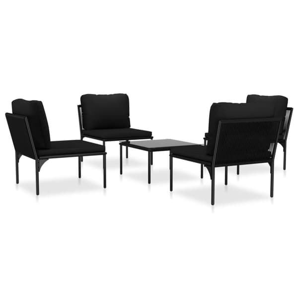 vidaXL haveloungesæt 5 dele med hynder PVC sort
