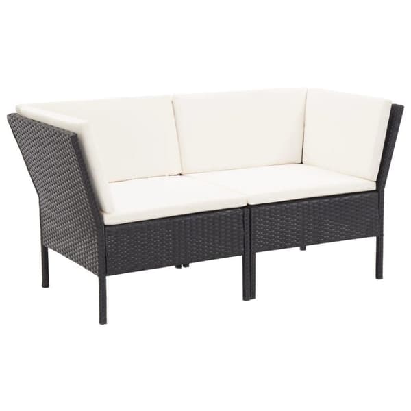 vidaXL haveloungesæt 8 dele med hynder polyrattan sort