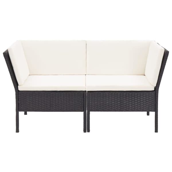 vidaXL haveloungesæt 8 dele med hynder polyrattan sort