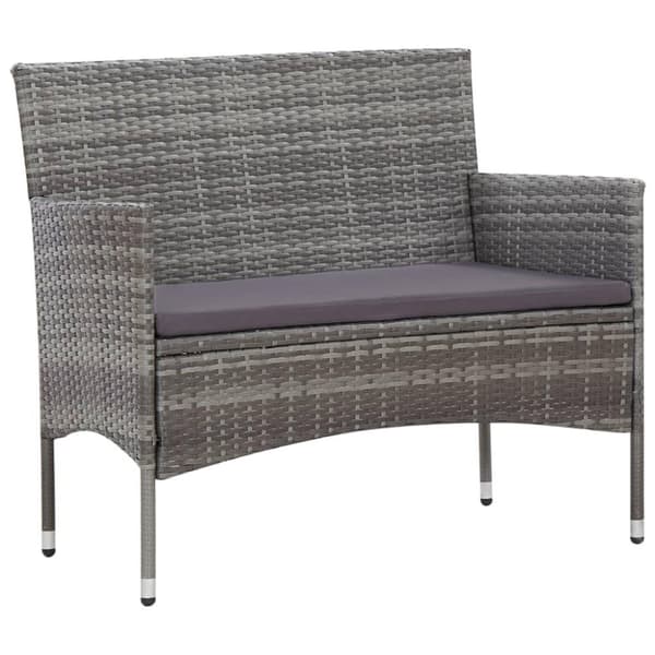 vidaXL haveloungesæt 5 dele med hynder polyrattan grå