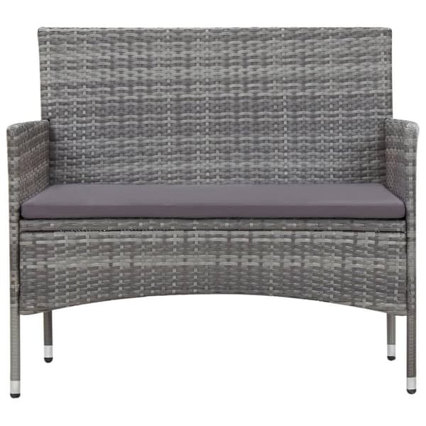 vidaXL haveloungesæt 5 dele med hynder polyrattan grå