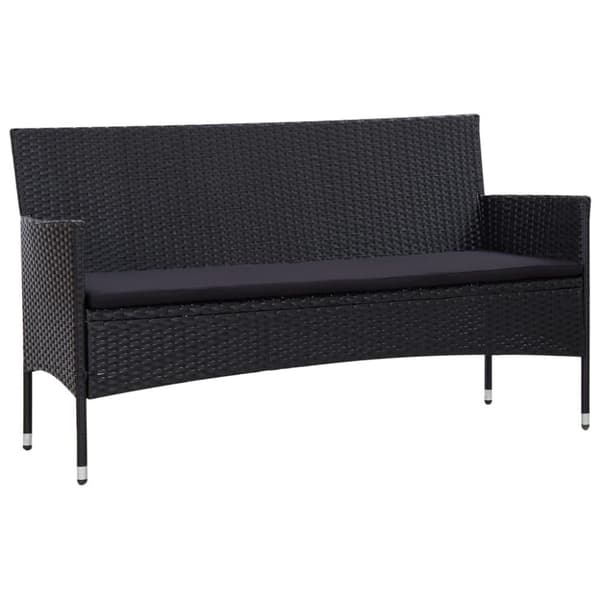 vidaXL Loungegrupp med dynor 5 delar konstrotting svart