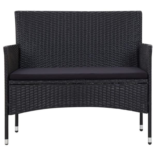 vidaXL Loungegrupp med dynor 5 delar konstrotting svart