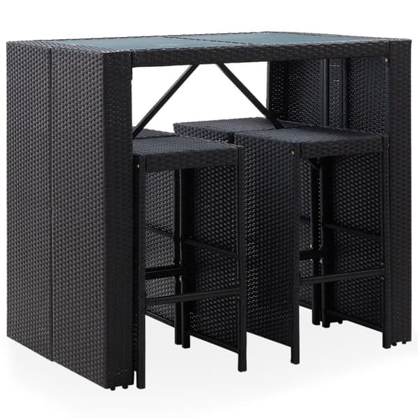 vidaXL udendørs barsæt 5 dele polyrattan og glas sort