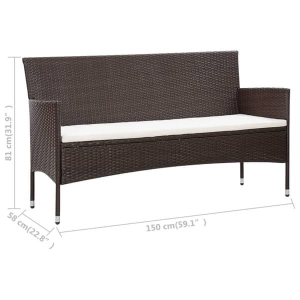 vidaXL haveloungesæt 5 dele med hynder polyrattan brun