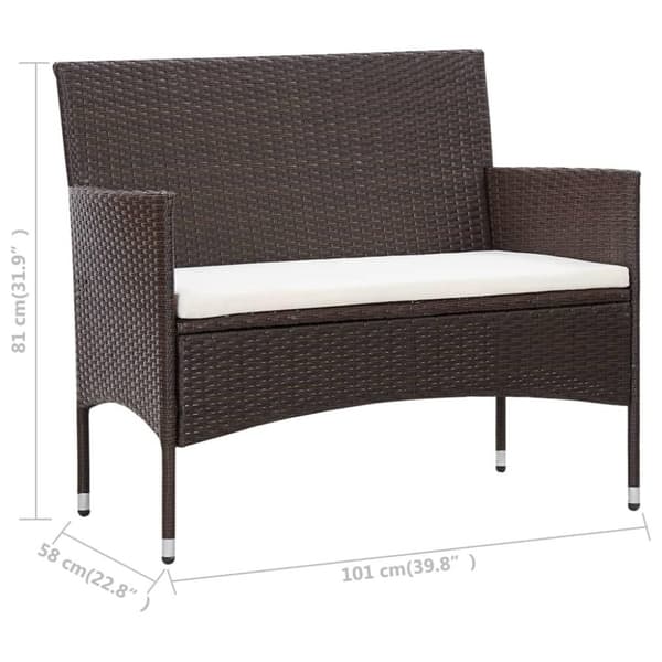 vidaXL haveloungesæt 5 dele med hynder polyrattan brun