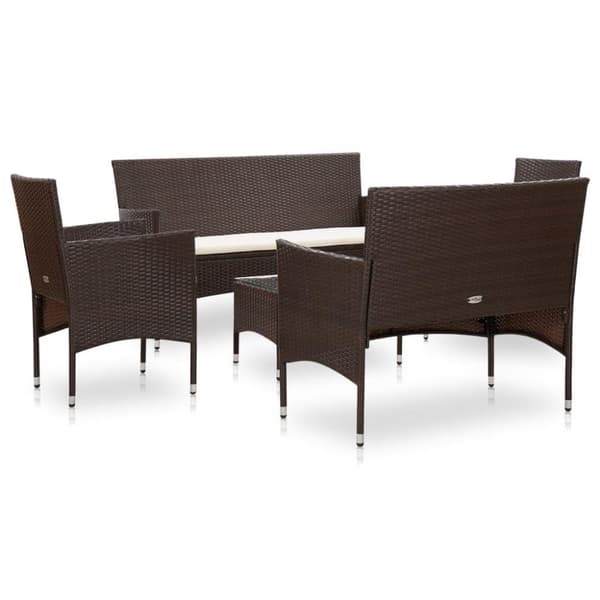vidaXL haveloungesæt 5 dele med hynder polyrattan brun