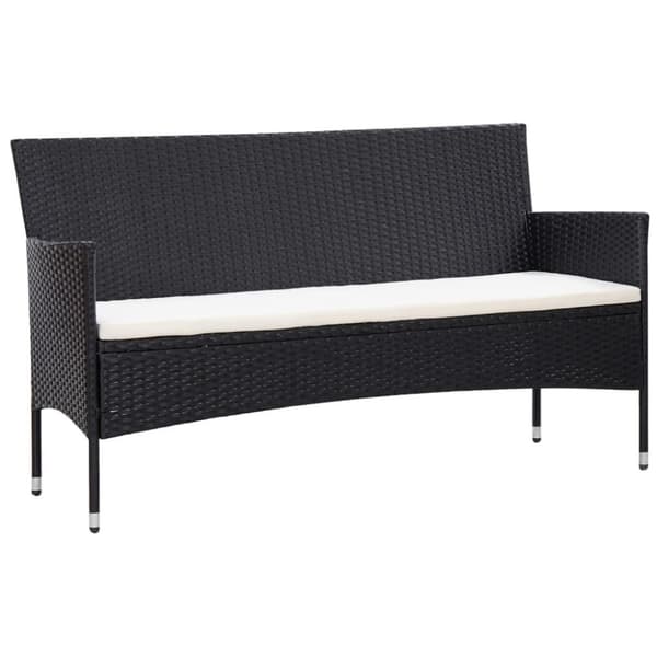 vidaXL haveloungesæt 5 dele med hynder polyrattan sort