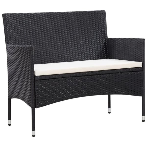 vidaXL haveloungesæt 5 dele med hynder polyrattan sort