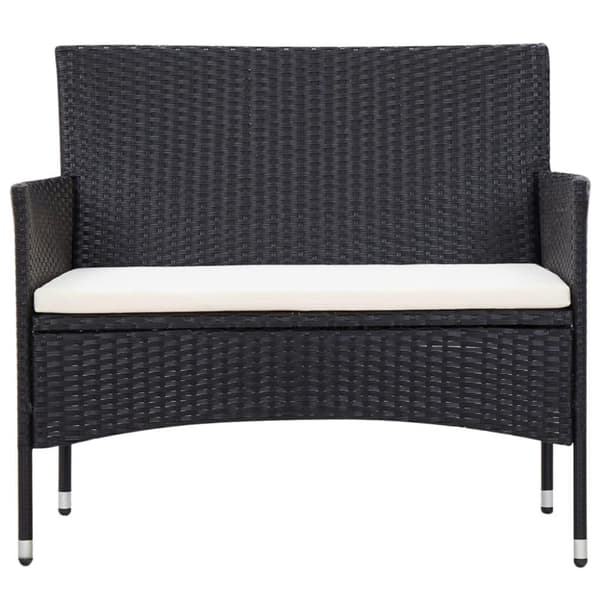 vidaXL haveloungesæt 5 dele med hynder polyrattan sort