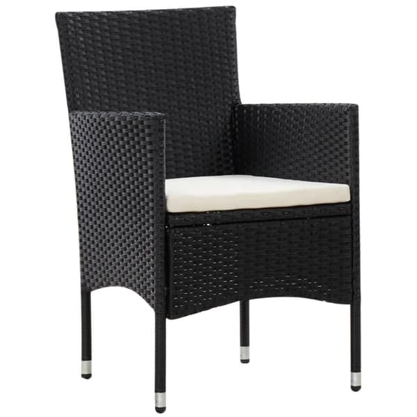 vidaXL haveloungesæt 5 dele med hynder polyrattan sort