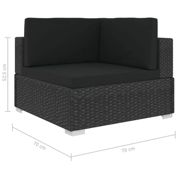 vidaXL loungesæt til haven 5 dele med hynder polyrattan sort