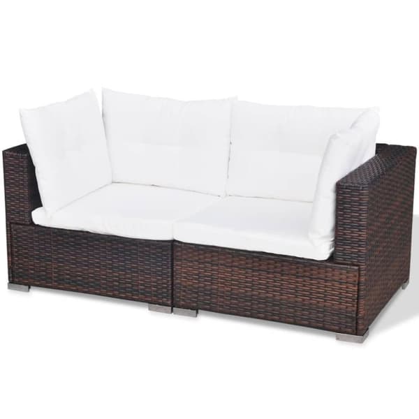 vidaXL Hagesofagruppe med puter 5 deler polyrotting brun