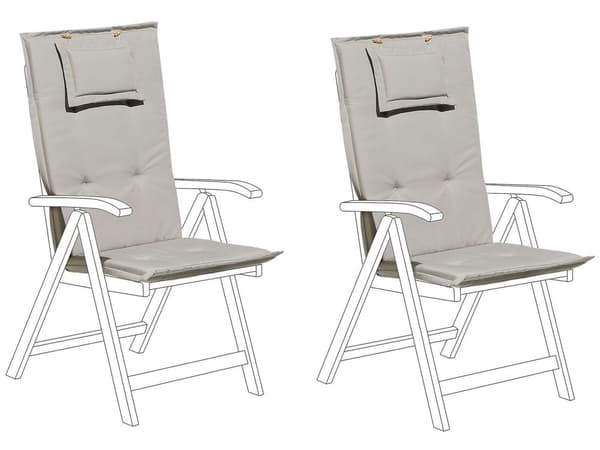 Set med 2 Trädgårdsstolsdynor Grå Beige Polyester Sits Ryggstödsdyna Modern design utomhusdyna