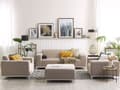 Miniatyrbillede 4 af 11: Loungesæt Beige Polyester 5 Personers Moderne Sofasæt Udendørs Nonwood Vedligeholdelsesfri Havemøbler Quickdry Skum Vandtætte Hynder til Have