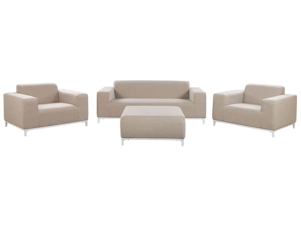 Loungesæt Beige Polyester 5 Personers Moderne Sofasæt Udendørs Nonwood Vedligeholdelsesfri Havemøbler Quickdry Skum Vandtætte Hynder til Have