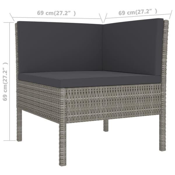 vidaXL loungesæt til haven 2 dele med hynder polyrattan grå