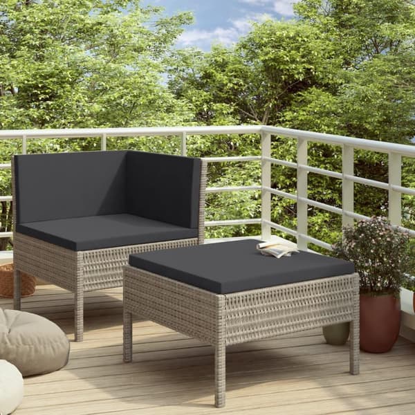 vidaXL loungesæt til haven 2 dele med hynder polyrattan grå