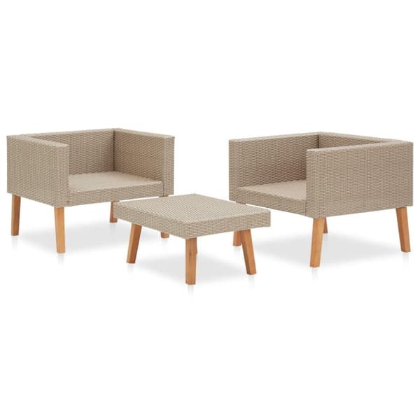 vidaXL 3-osainen Puutarhasohvasarja tyynyillä polyrottinki beige