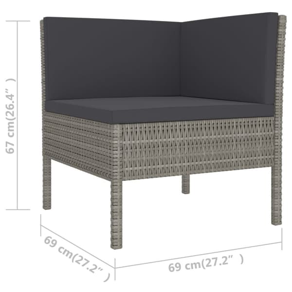 vidaXL loungesæt til haven 6 dele med hynder polyrattan grå