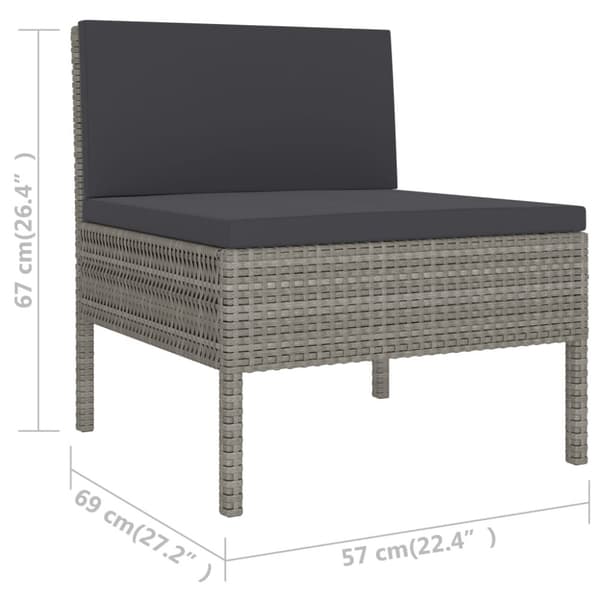 vidaXL loungesæt til haven 6 dele med hynder polyrattan grå