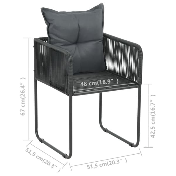 vidaXL 3-osainen Ulkoruokailuryhmä PVC rottinki musta