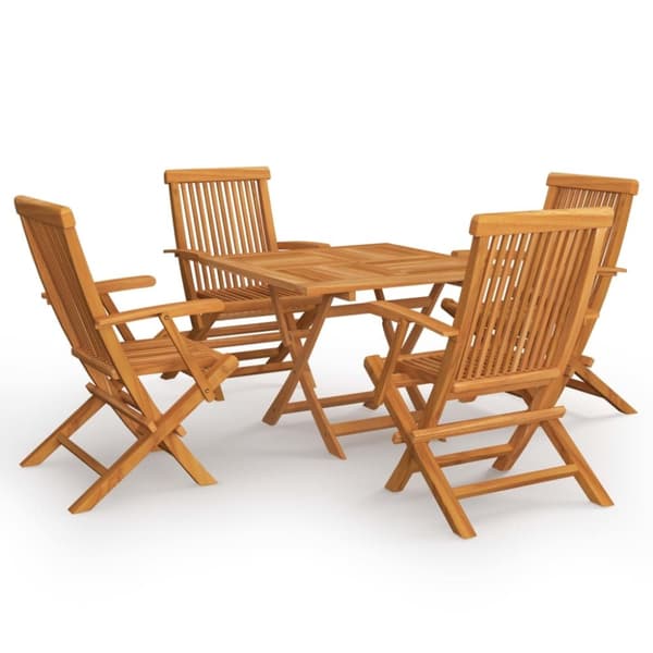 vidaXL Utendørs spisestue 5 deler heltre teak