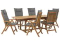 Miniatyrbild 1 av 11: Trädgårdsmöbelset Akaciaträ Justerbar Hopfällbar 6-sits Grafitgråa Dynor Utomhus