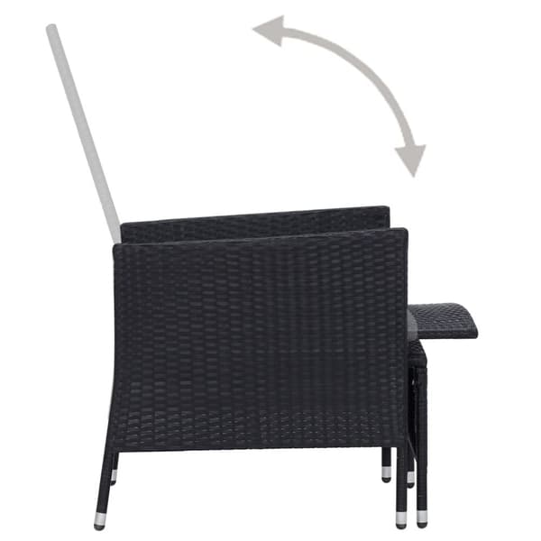 vidaXL loungesæt til haven 3 dele med hynder polyrattan sort