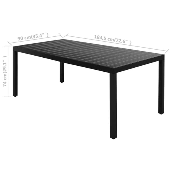 vidaXL 7-osainen Ulkoruokailuryhmä PVC rottinki musta