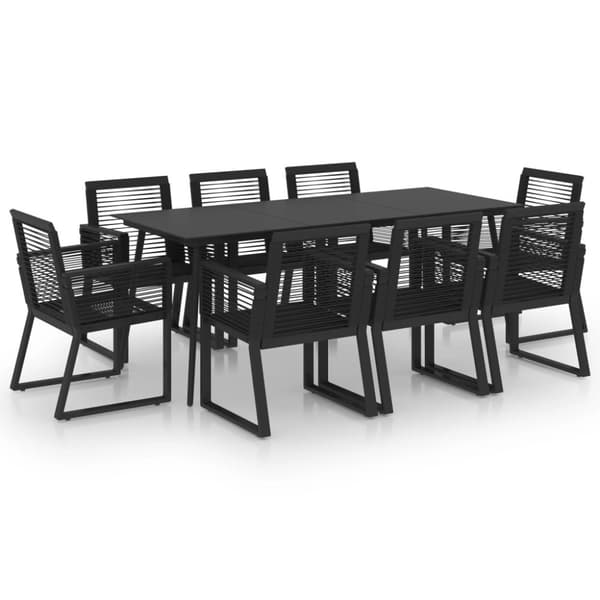 vidaXL udendørs spisebordssæt 9 dele PVC-rattan sort