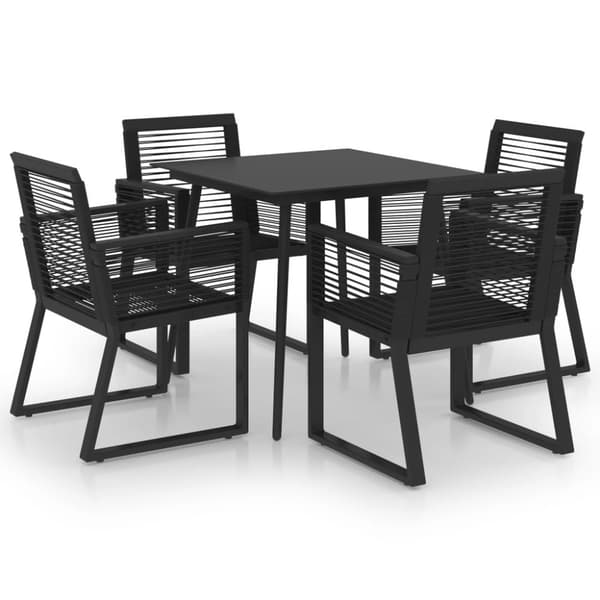 vidaXL udendørs spisebordssæt 5 dele PVC-rattan sort