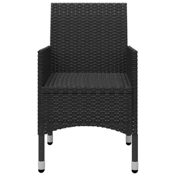 vidaXL Bistrosett 3 deler polyrotting og herdet glass svart