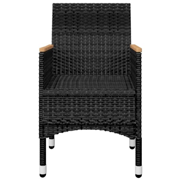 vidaXL Bistrosett 3 deler polyrotting og herdet glass svart