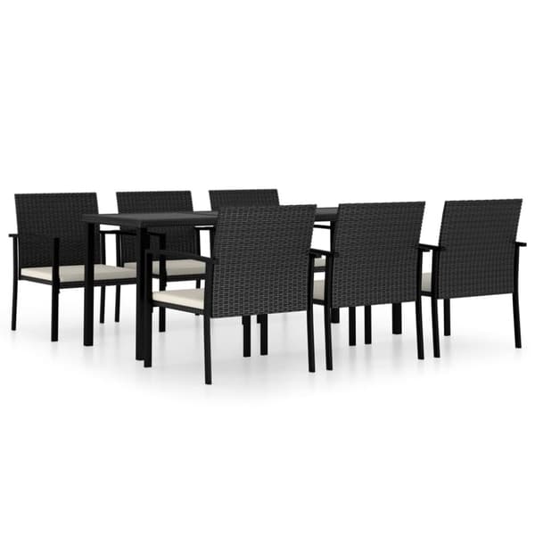 vidaXL Hagespisegruppe 7 deler polyrotting svart