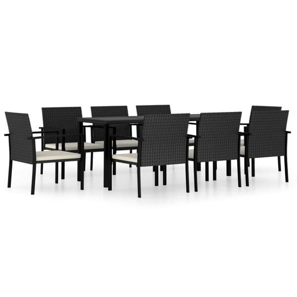 vidaXL Hagespisegruppe 9 deler polyrotting svart