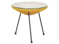 Miniatyrbillede 5 af 11: Havestole Gul Rattan Sort Pulverlakerede Stålben sæt 70 x 90 cm Udendørs Altan Stabelbar Lounge med Sidebord Retro Rund Flet Moderne Design
