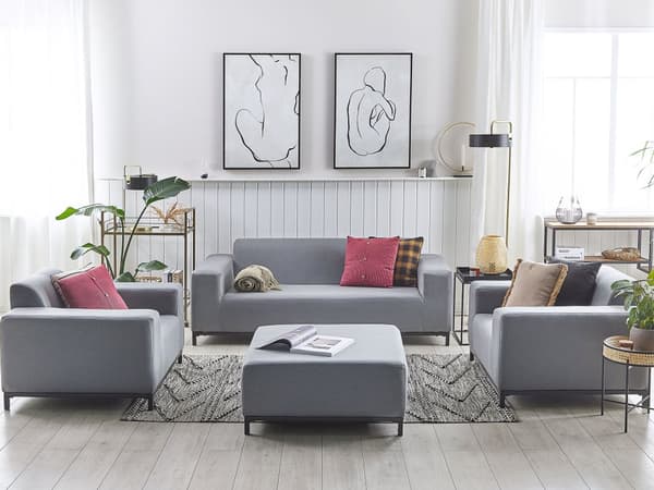 Loungesæt Grå Sort 5 Personers Moderne Sofasæt Udendørs Nonwood Vedligeholdelsesfri Havemøbler Quickdry Skum Vandtætte Hynder til Have