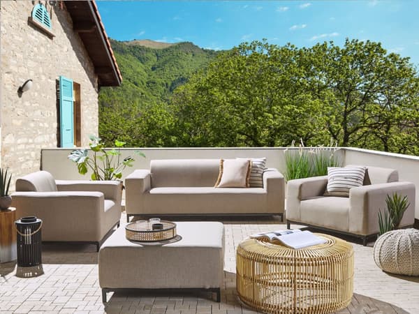 Loungesæt Beige Sort 5 Personers Moderne Sofasæt Udendørs Nonwood Vedligeholdelsesfri Havemøbler Quickdry Skum Vandtætte Hynder til Have