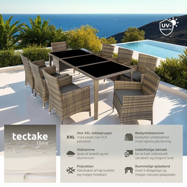 Polyrattan loungesæt Menorca - natur