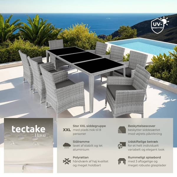 Polyrattan loungesæt Menorca - lysegrå
