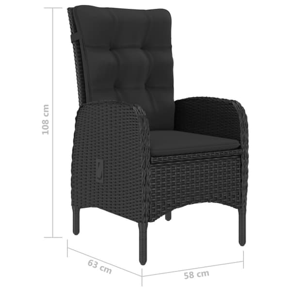 vidaXL Matgrupp för trädgården 9 delar konstrotting och akaciaträ svart