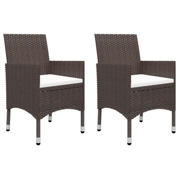 vidaXL Bistrosett 3 deler polyrotting og herdet glass brun