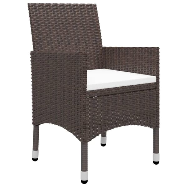 vidaXL Bistrosett 3 deler polyrotting og herdet glass brun