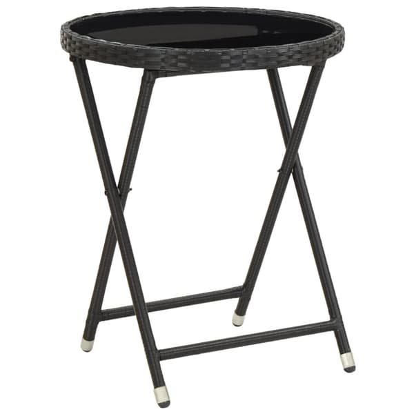vidaXL Caféset för trädgården 3 delar konstrotting och glas svart