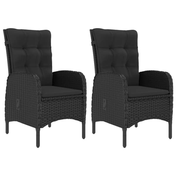 vidaXL Caféset för trädgården 3 delar konstrotting och glas svart