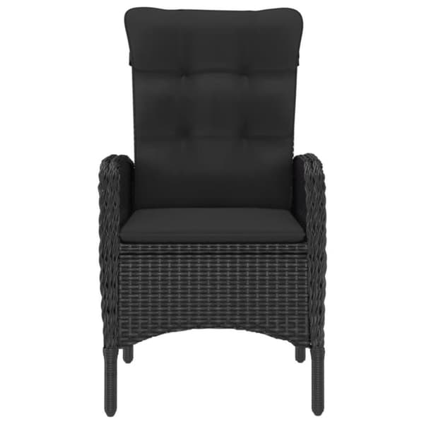 vidaXL Caféset för trädgården 3 delar konstrotting och glas svart