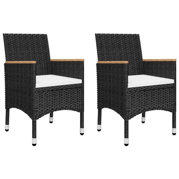 vidaXL Hagebistrosett 3 deler polyrotting og herdet glass svart